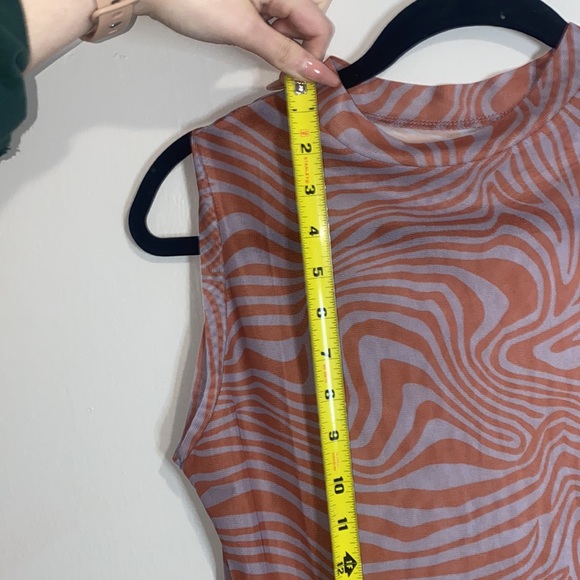 🎀Sheer Orange and Grey sleeveless bodysuit! - Picture 10 of 11